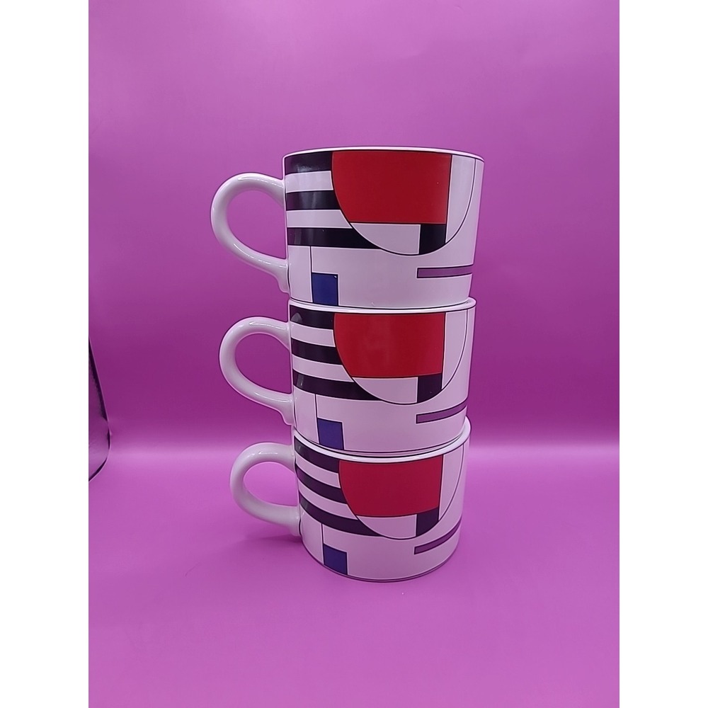 Sango Radius Abstract Mid Century Modern Tea Mugs Cups (3) Vintage 4916-20